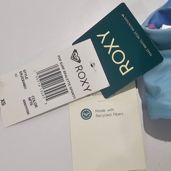 Roxy Pop Surf Bralette Sporty Reversible Bikini Top - Picture 10 of 11